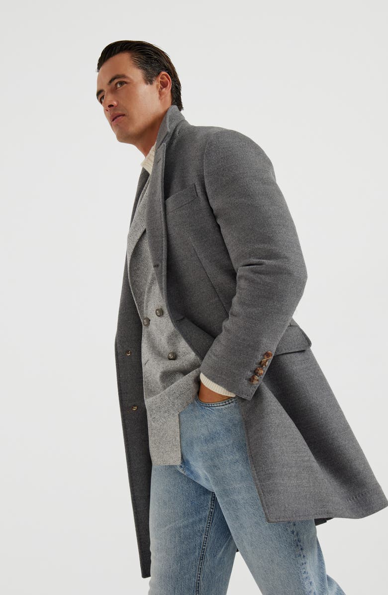 Brunello Cucinelli Handcrafted coat, Alternate, color, Medium Grey