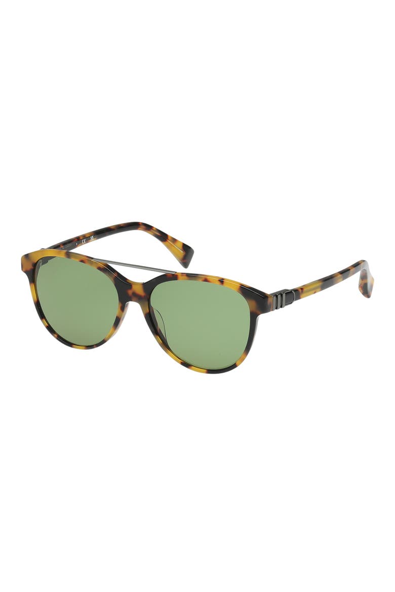 54mm Pilot Sunglasses, Alternate, color, MILKY AMBER TORT/ GREEN LENSES