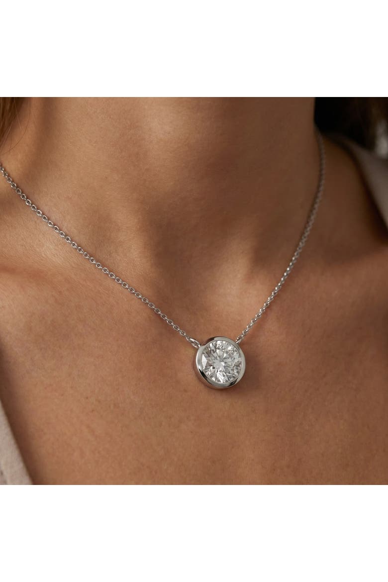 3Ct Solitaire Beezel Diamond Pendant Necklace 18" 14k Gold Lab Grown, Alternate, color, 14k White Gold