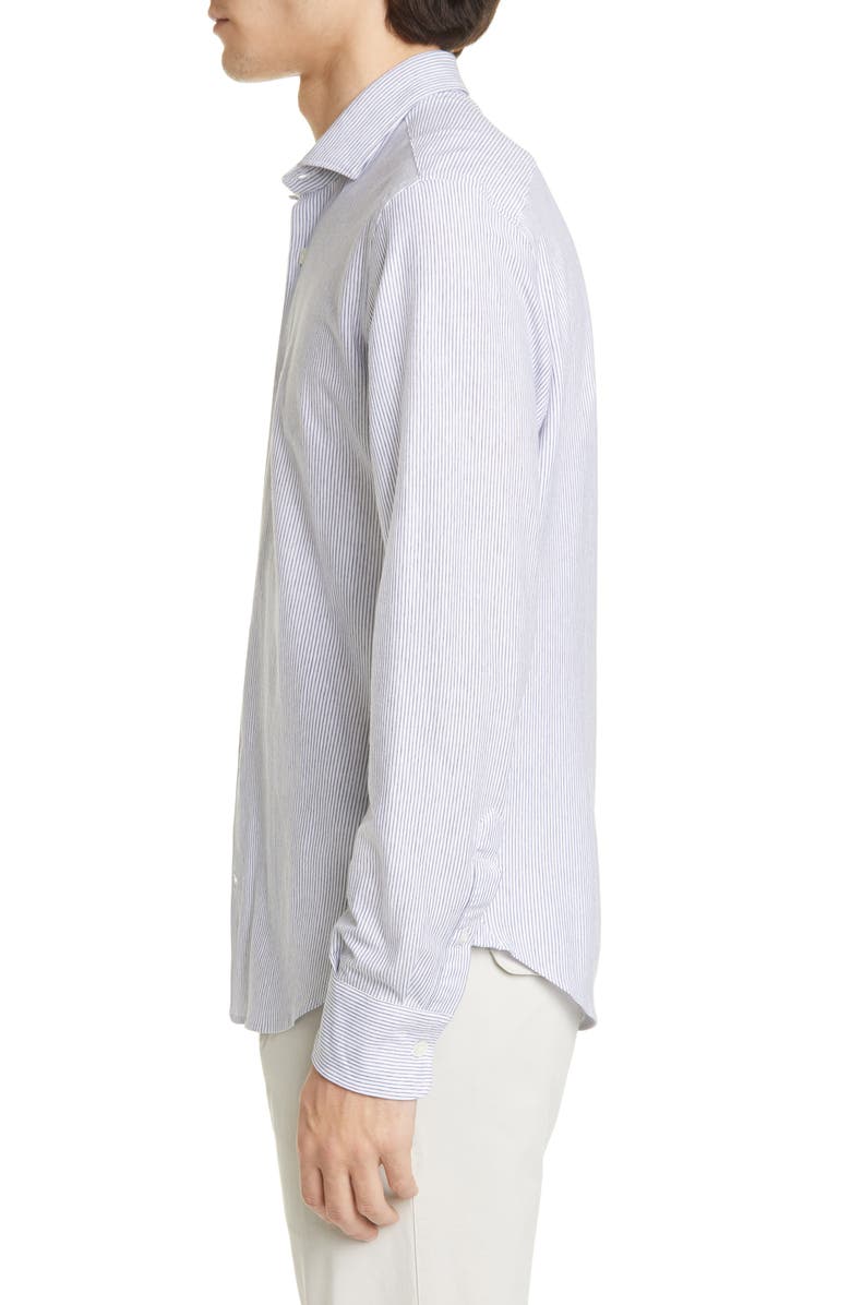 Eleventy Slim Fit Pinstripe Jersey Button-Up Shirt, Alternate, color,
