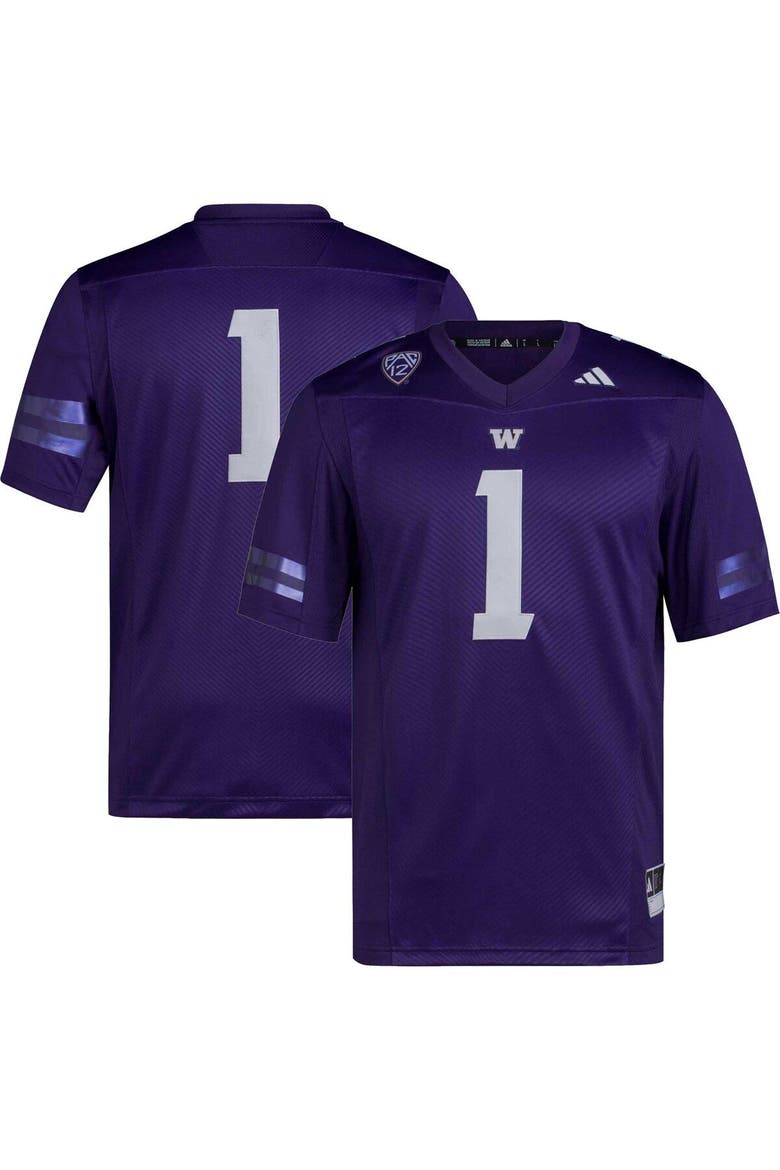 Men's adidas #1 Purple Washington Huskies Premier Football Jersey, Main, color, Purple