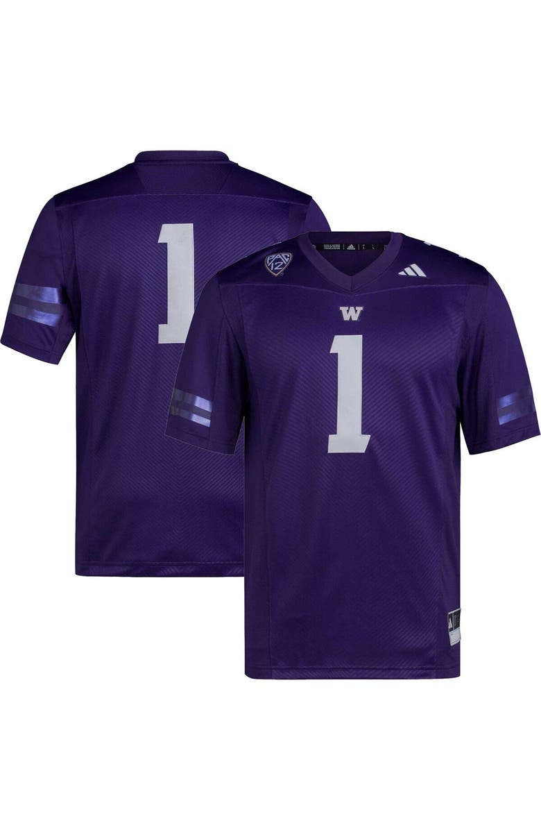 adidas Men's adidas #1 Purple Washington Huskies Premier Football Jersey, Main, color, Purple