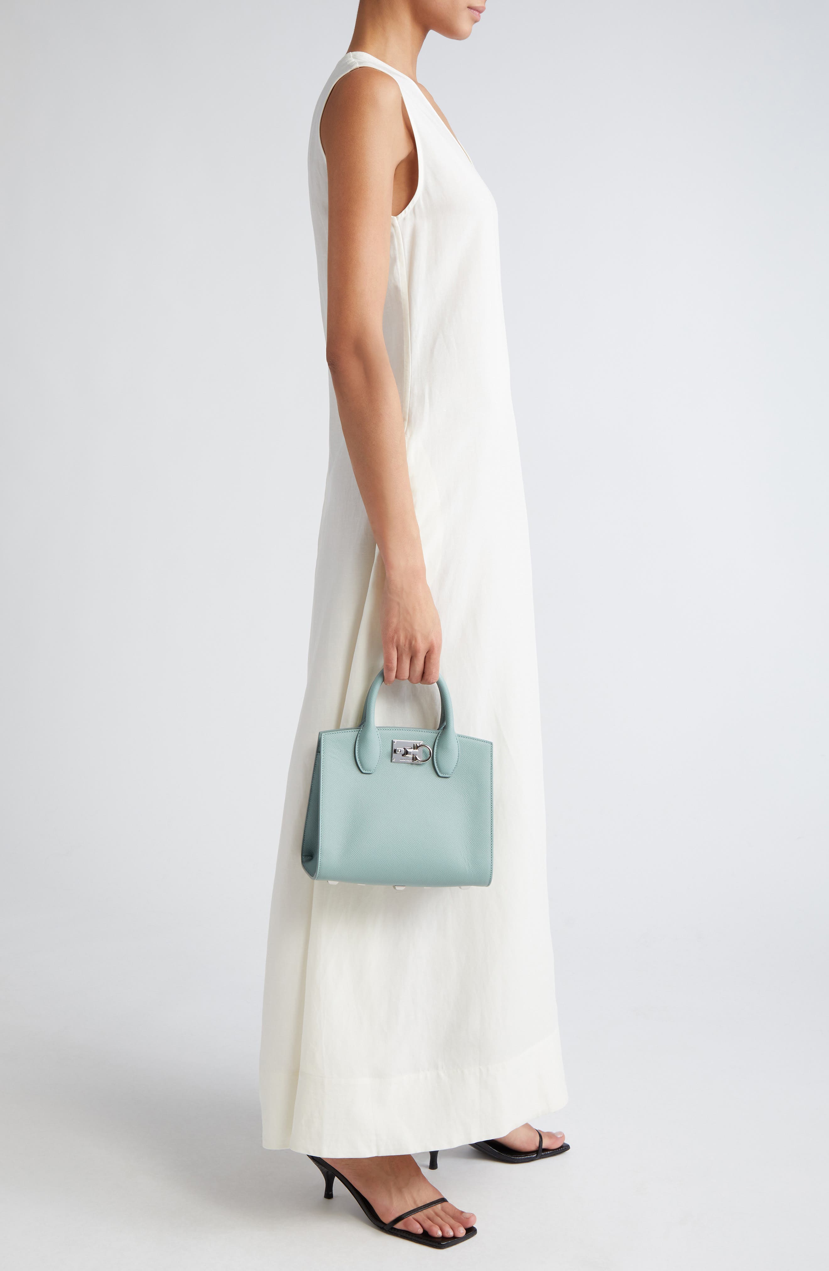 FERRAGAMO Studio Box Mini Leather Top-Handle Bag, Alternate, color, 