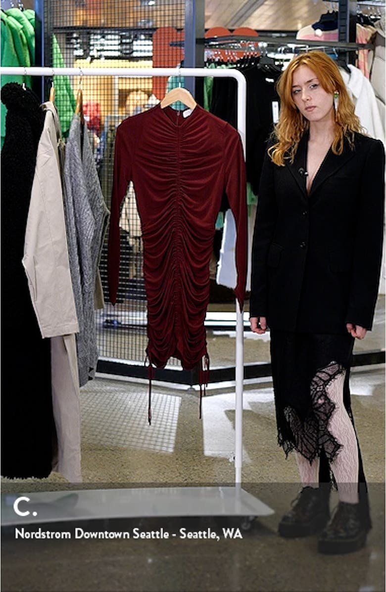 Ruched Long Sleeve Body-Con Minidress, sales video thumbnail