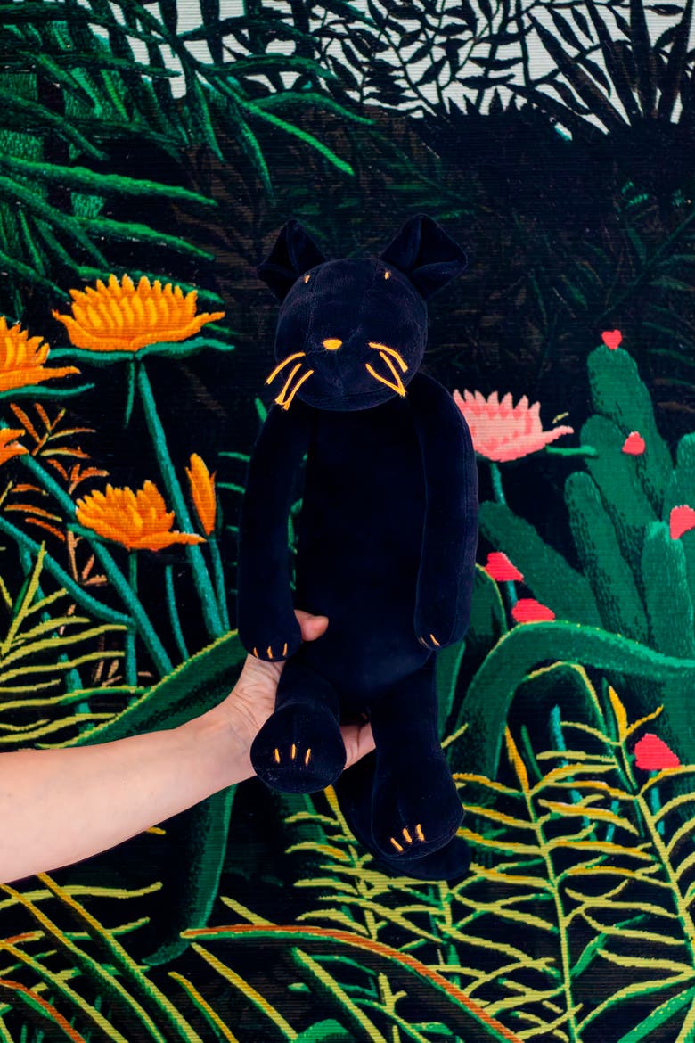 Indira, the black panther stuffed animal, Alternate, color, Black