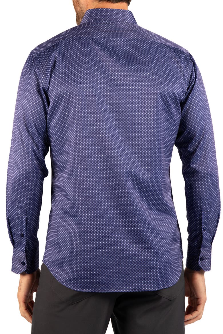 Diamond Performance Long Sleeve Button Up Shirt, Alternate, color, NAVY