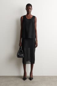 COS Semi-sheer Layered Wool Midi Skirt