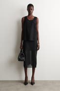 COS Semi-sheer Layered Wool Midi Skirt