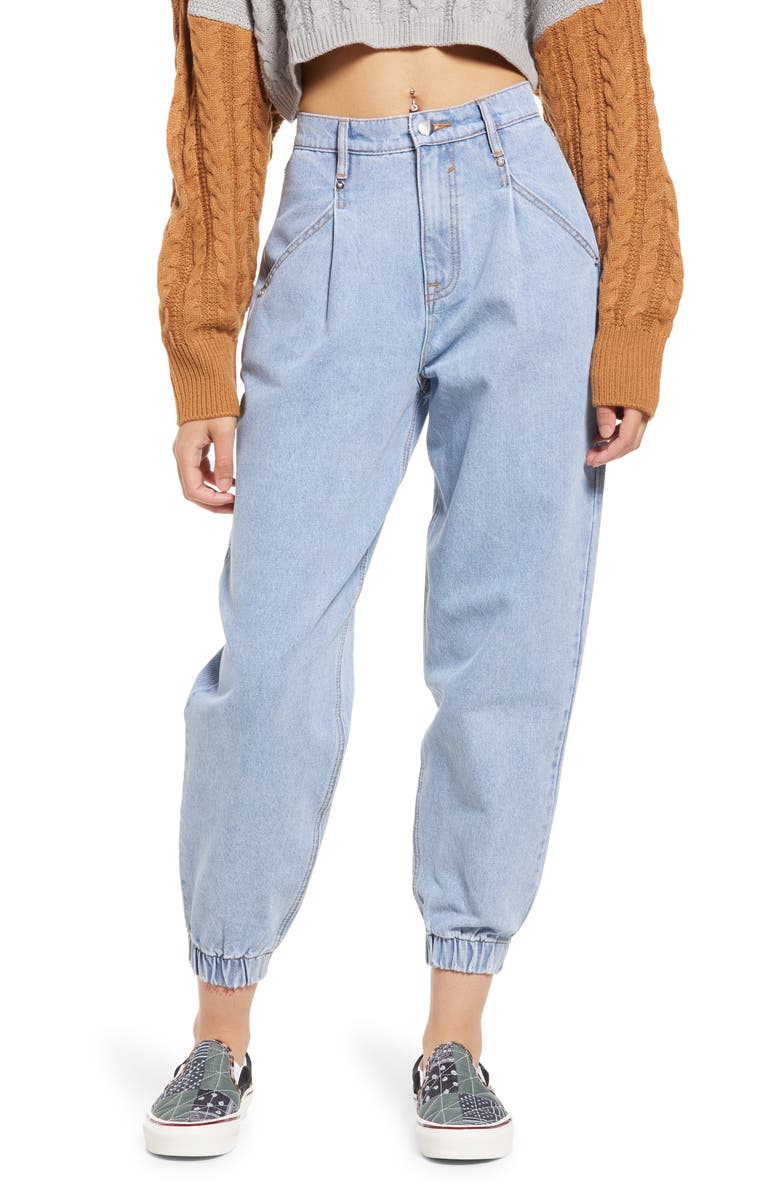 Vigoss Pleated High Waist Balloon Jeans, Main, color, 