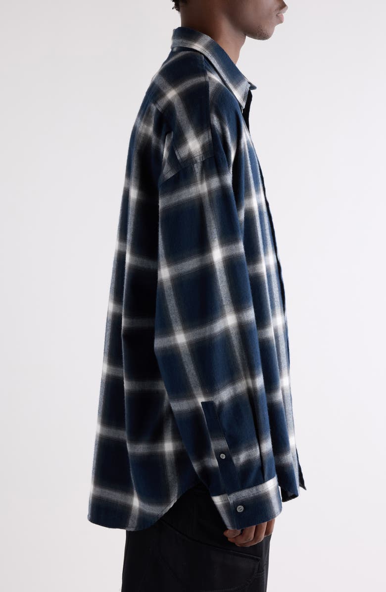 Acne Studios Setar Shadow Check Long Sleeve Flannel Button-Up Shirt, Alternate, color, Navy Multi