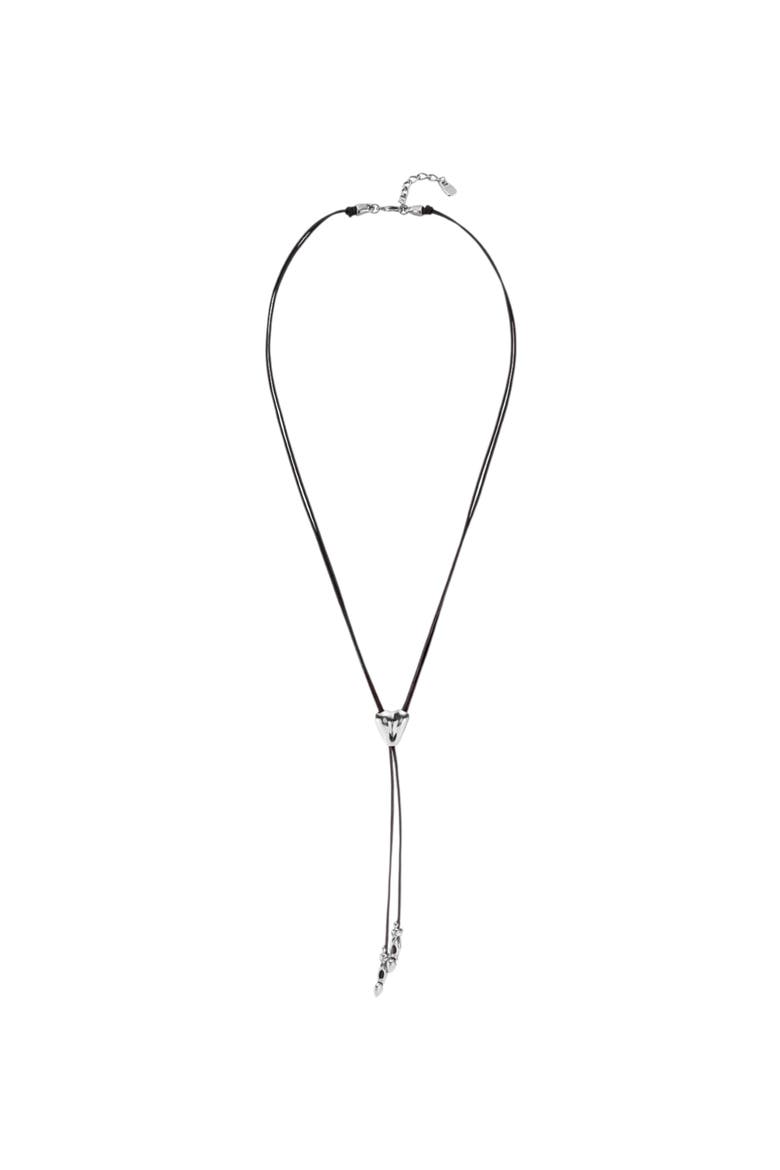 Heartline Leather Necklace, Main, color, Silver