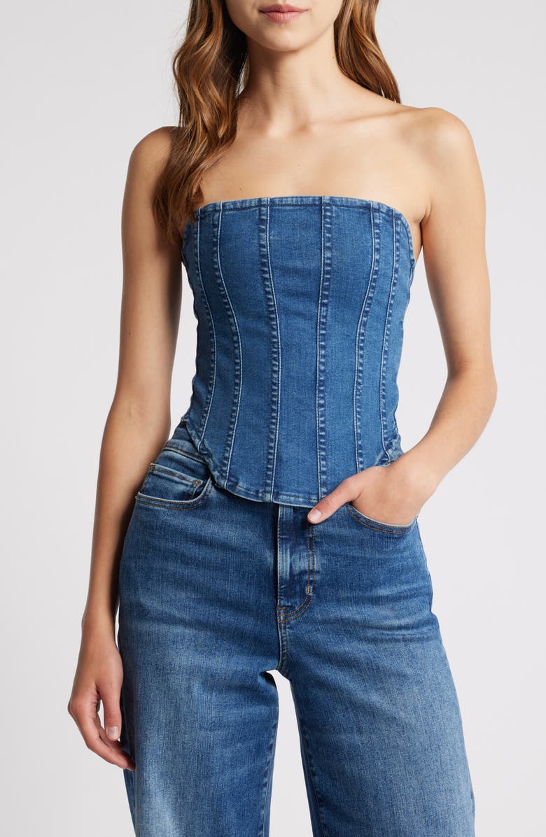 Good American Denim Corset Top, Main, color, 