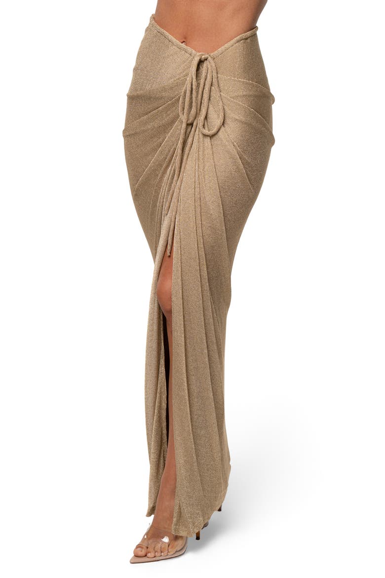Noelia Metallic Maxi Sweater Skirt, Main, color, GOLD