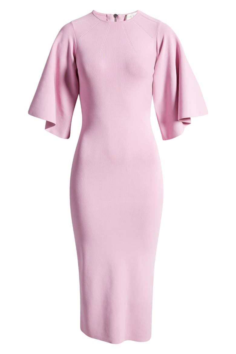 Lounia Fluted Sleeve Body-Con Sweater Dress, Alternate, color, LILAC