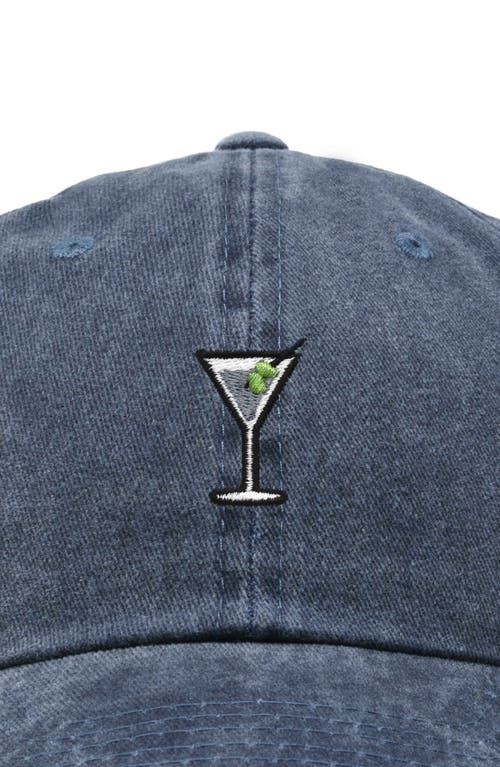 Shop Dalix Martini Embroidered Casual Cap In Washed Navy Blue