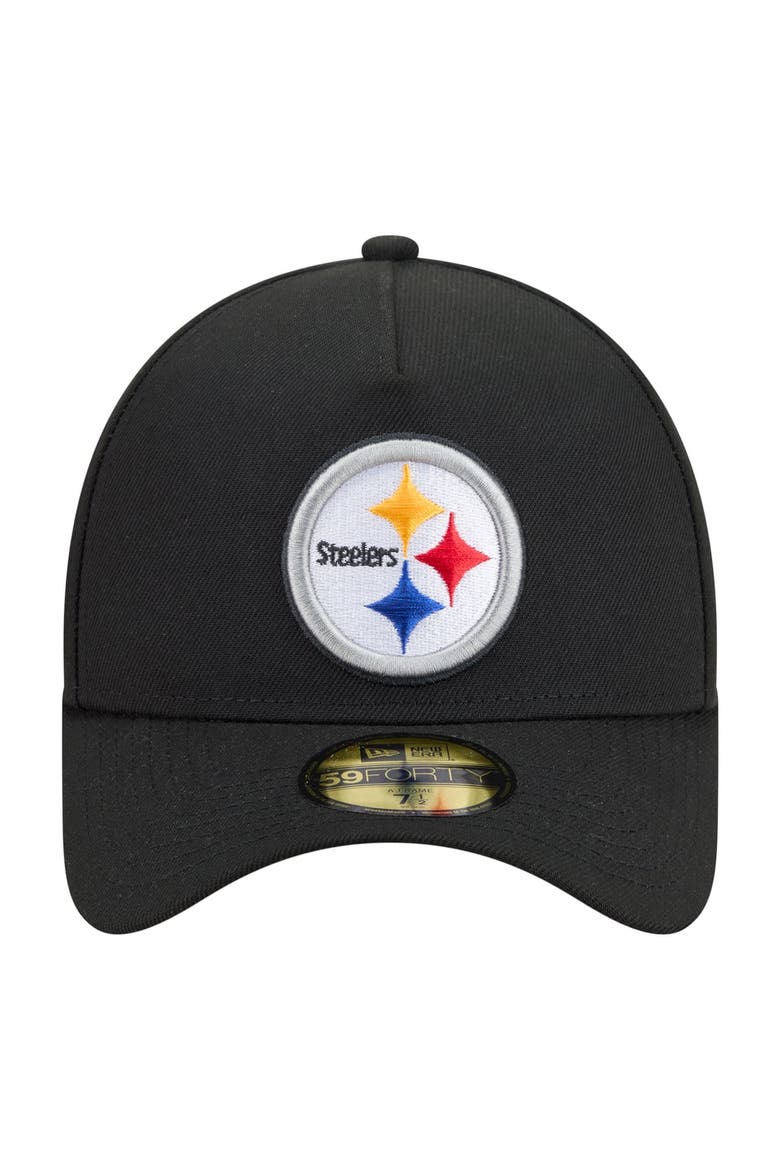 Men's New Era  Black Pittsburgh Steelers A-Frame 59FORTY Fitted Hat, Alternate, color, Black