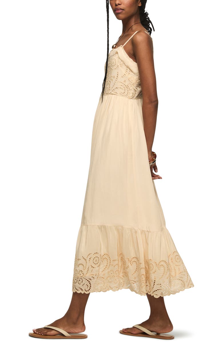 Lucky Brand Cutwork Ruffle Hem Midi Dress, Alternate, color, Blush