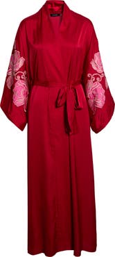 Natori Floral Embroidered Satin Robe