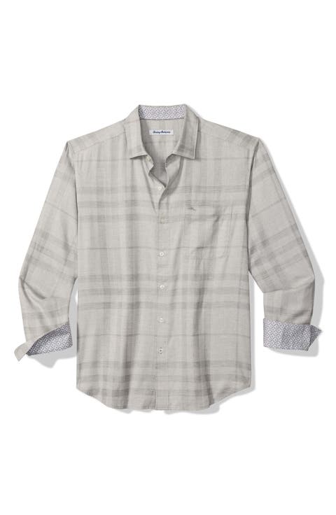 Silver Mist Plaid Cotton & Viscose Button-Up Shirt