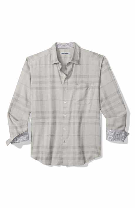 Silver Mist Plaid Cotton & Viscose Button-Up Shirt