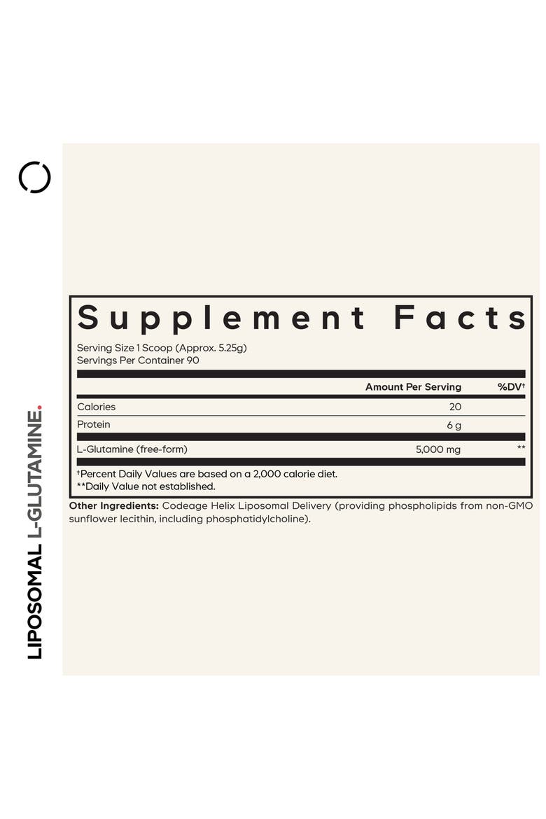 Liposomal L-Glutamine Powder 5000mg Supplement, Alternate, color, White
