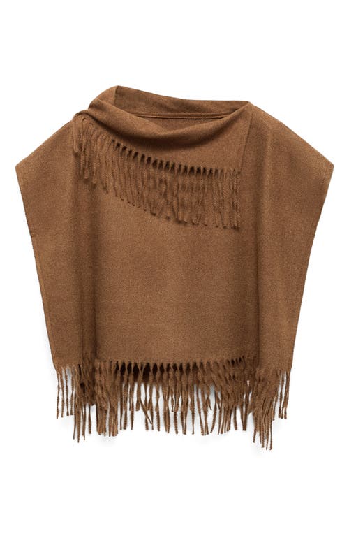 Mango Knit Shawl With Long Fringe In Brown