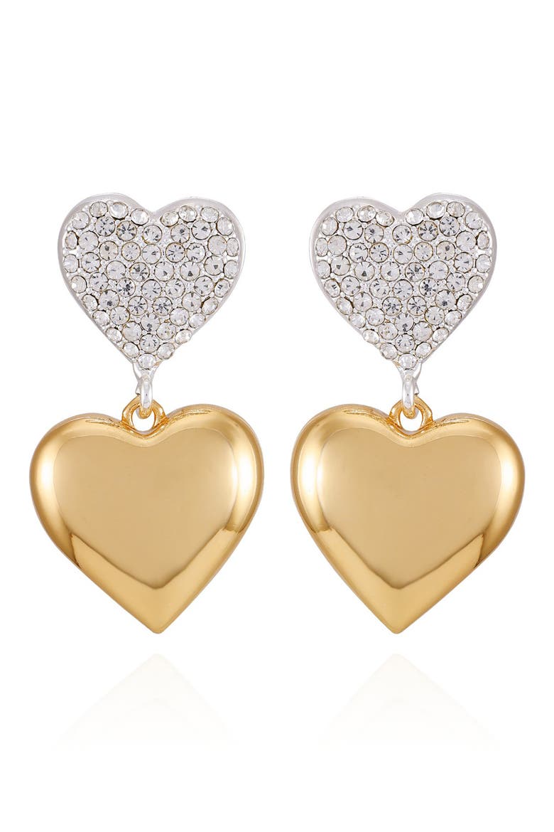 Two-Tone Heart Drop Earrings, Main, color, TWO TONE
