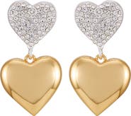 GUESS Two-Tone Heart Drop Earrings