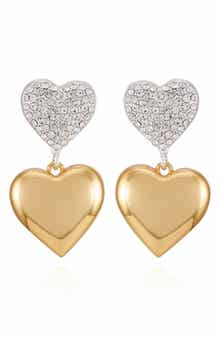 GUESS Two-Tone Heart Drop Earrings