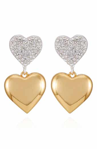 GUESS Two-Tone Heart Drop Earrings