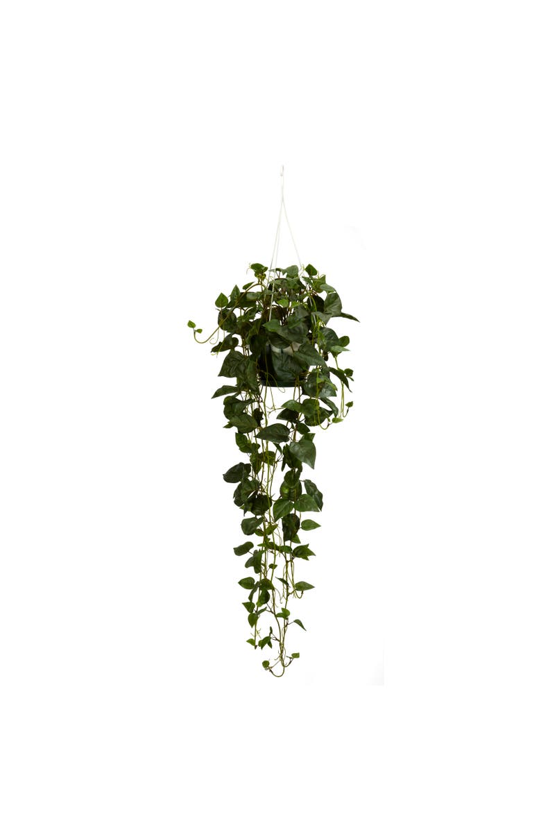 NEARLY NATURAL Philodendron Hanging Basket Artificial Plant, Main, color, Green