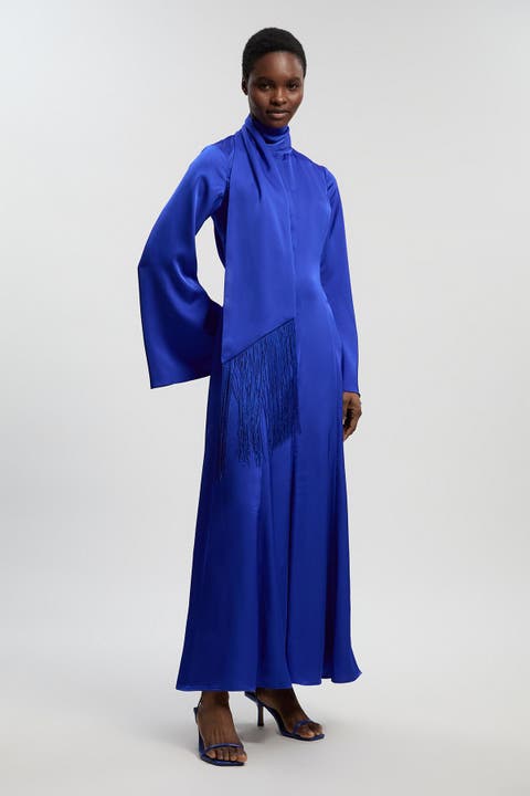 High Neck Long Sleeve Maxi Dress