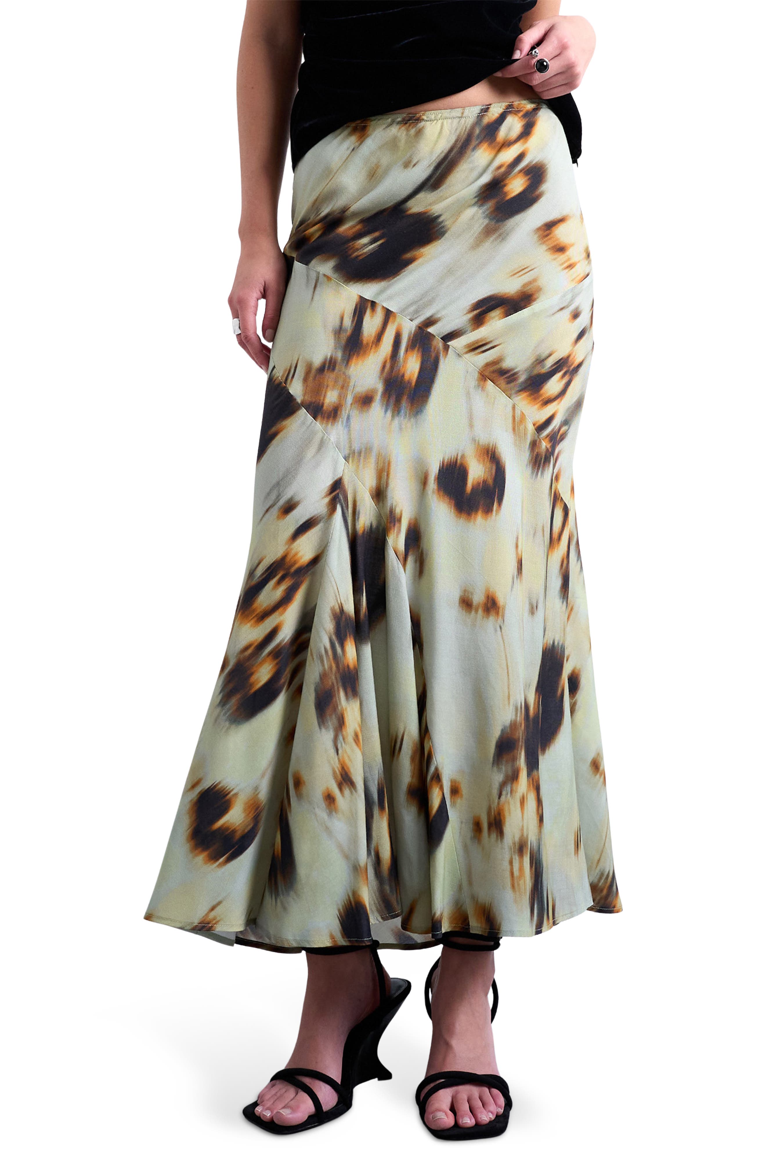 Topshop Ikat Print Bias Cut Maxi Skirt