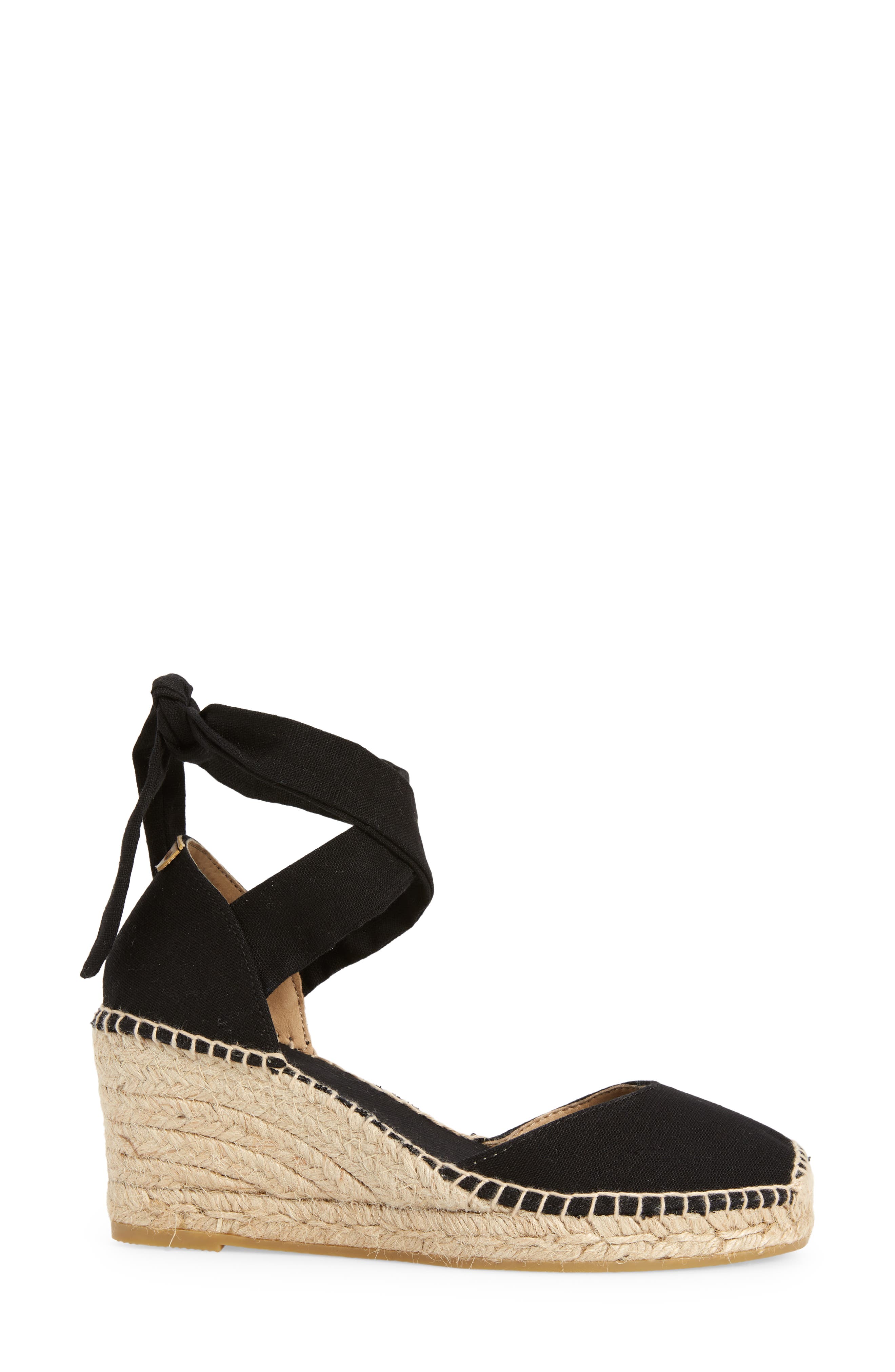 Toni Pons Julia Anke Wrap Wedge Espadrille, Alternate, color, Black Fabric