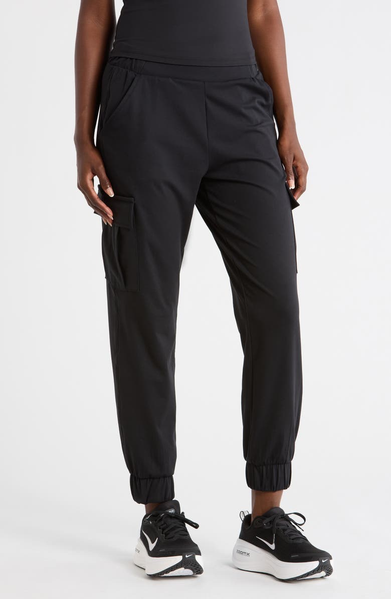 YOGALICIOUS Luxe Cargo Joggers, Main, color, Black