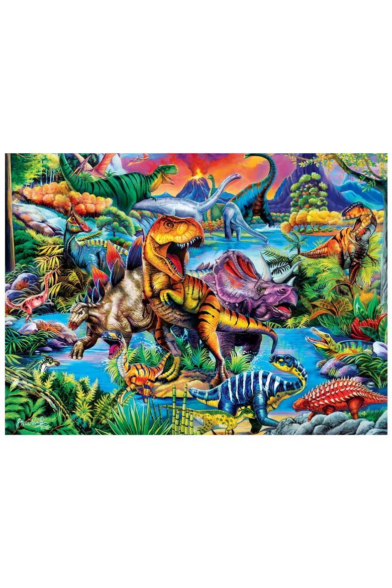 King of the Dinos 100 Piece Glow Puzzle, Alternate, color, Multicolor