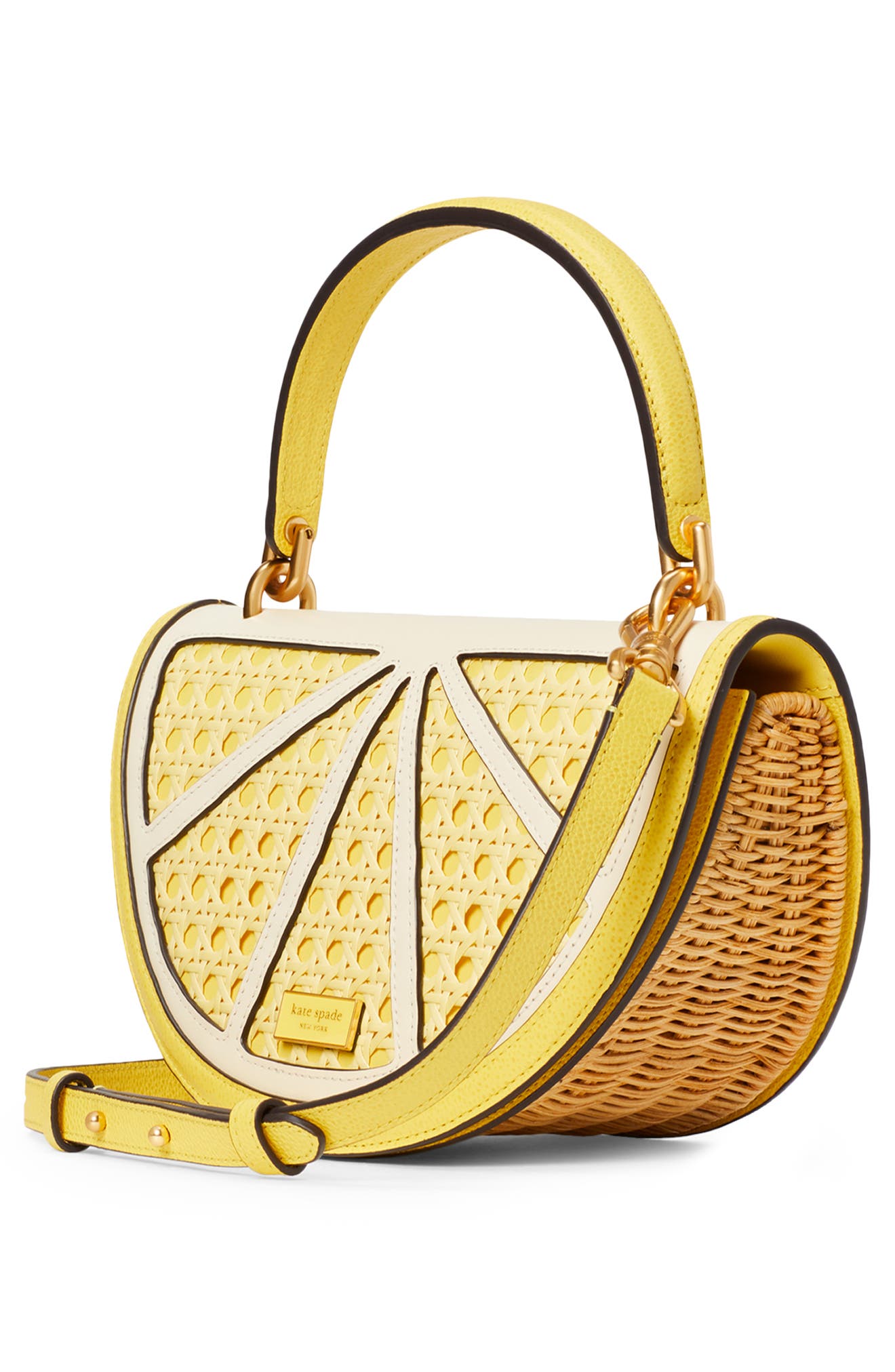 Kate Spade New York lemon drop rattan crossbody bag, Alternate, color, 