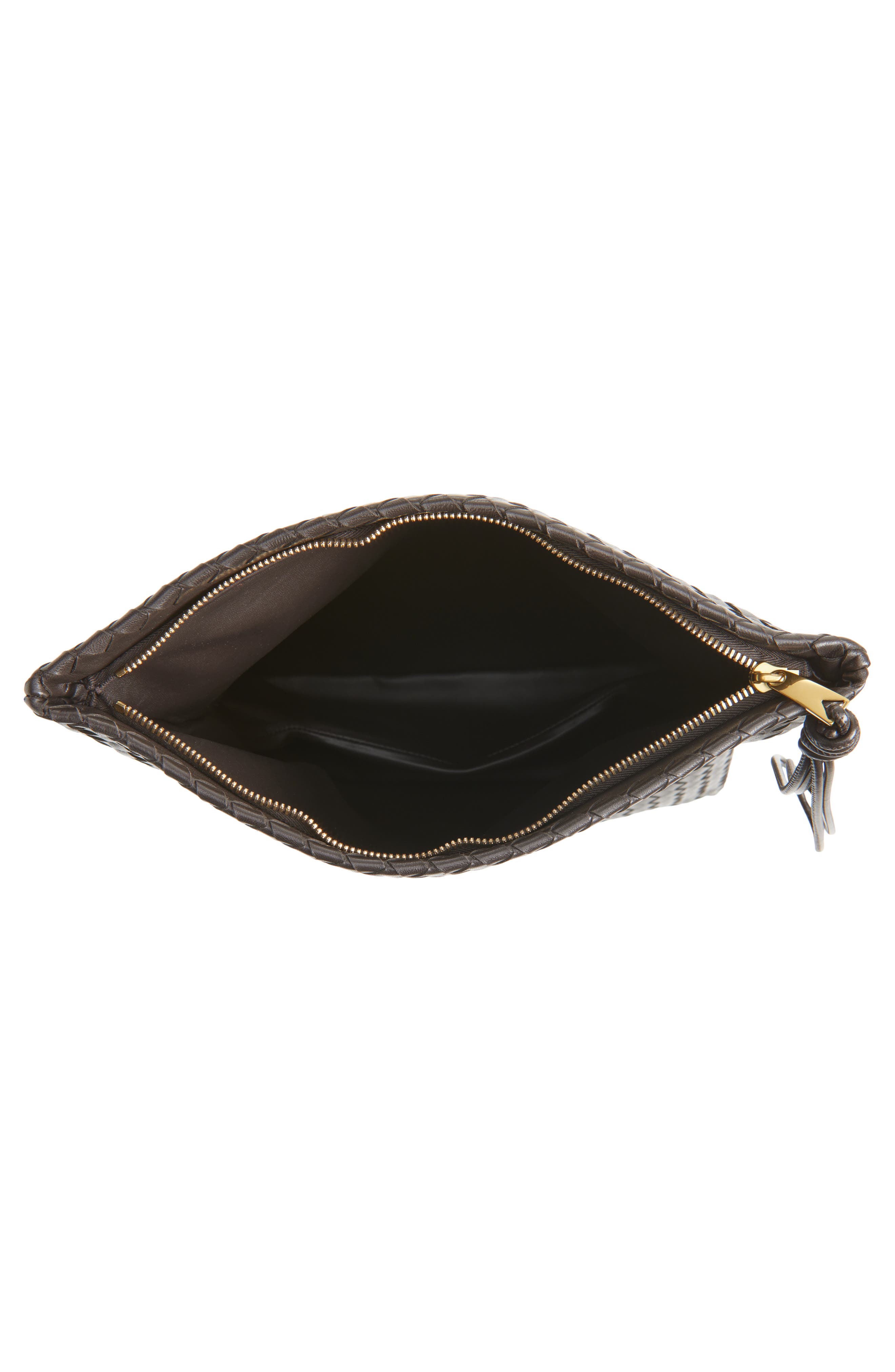 Intrecciato Leather Pouch Clutch, Alternate, color, 2094 ESPRESSO-BRASS V