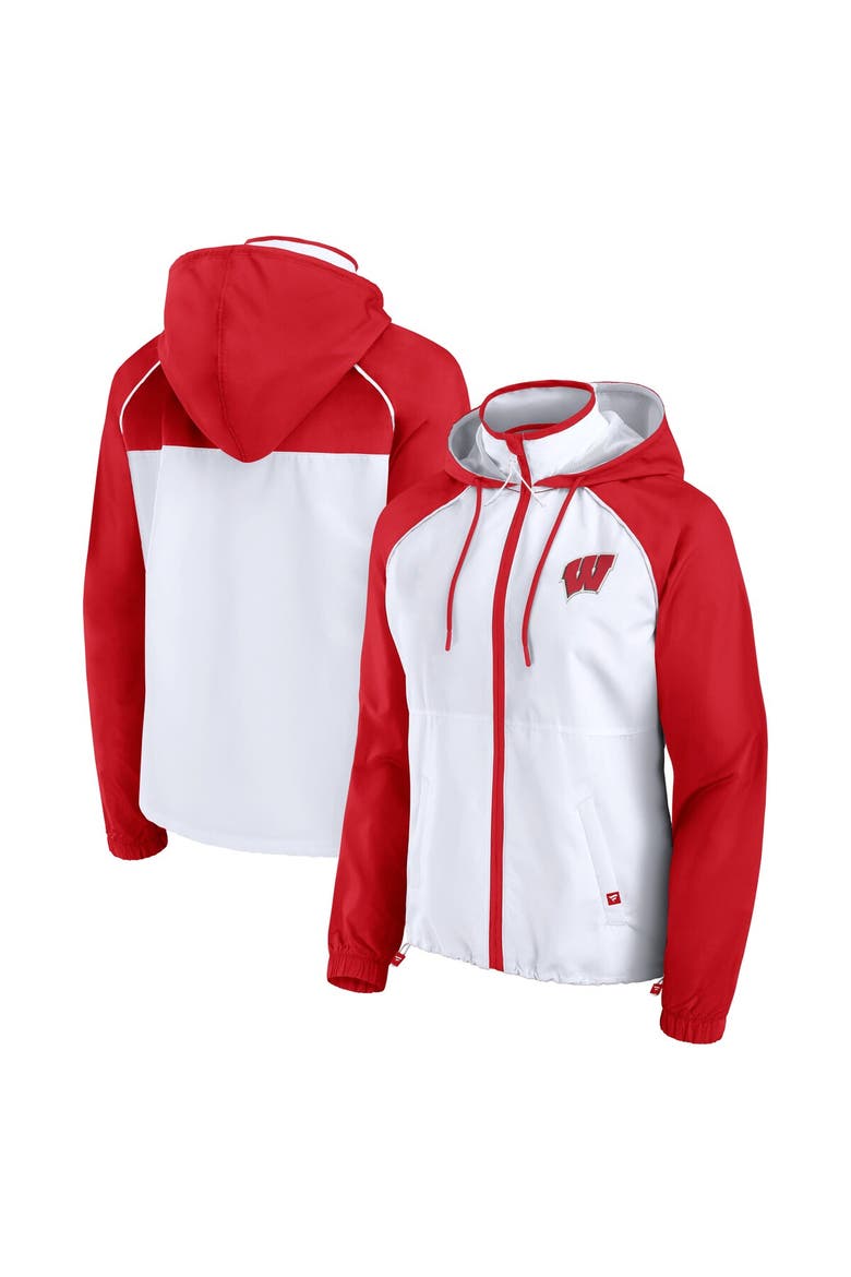 Women's Fanatics White Wisconsin Badgers Full-Zip Anorak Hoodie Jacket, Main, color, White