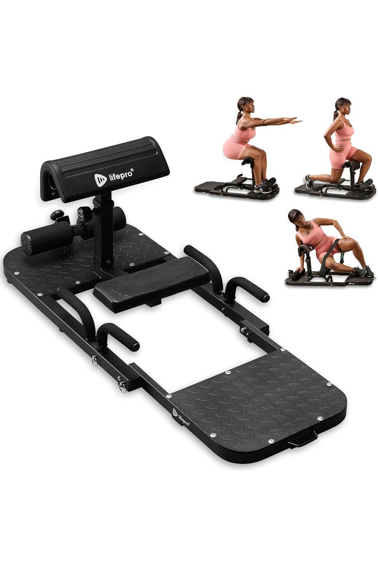 Hip Thrust Machine  Adjustable Glutes Workout Equipment for Home GluteBlast Foldable Sissy Squat Machine Bench, Main, color, Standard Black
