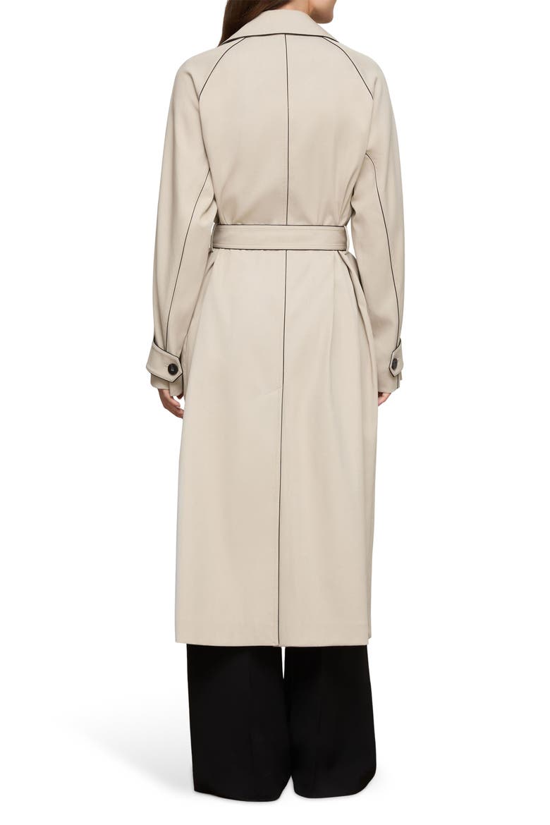 Piped Cotton & Viscose Twill Trench Coat, Alternate, color, CEMENT