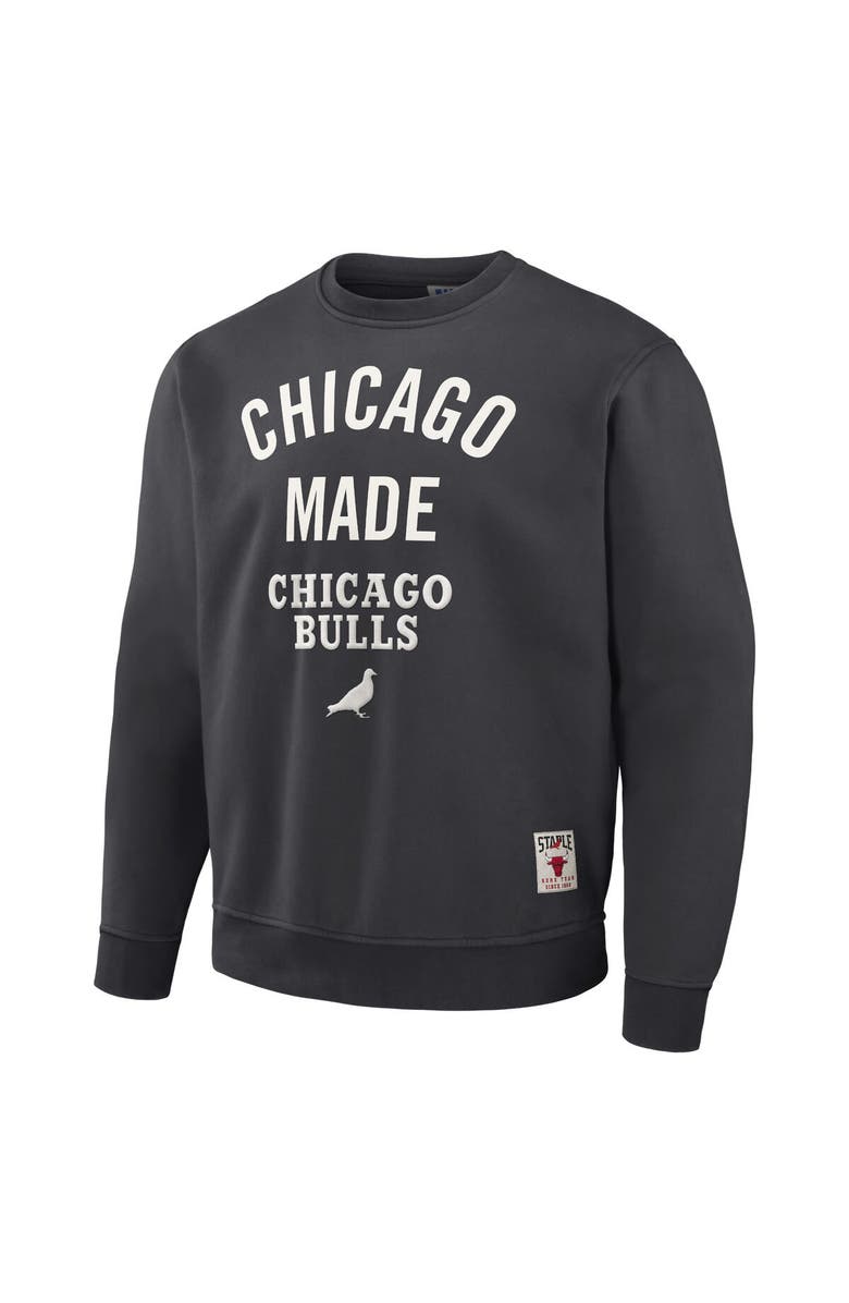 STAPLE Men's NBA x Staple Anthracite Chicago Bulls Plush Pullover Sweatshirt, Alternate, color, Anthracite