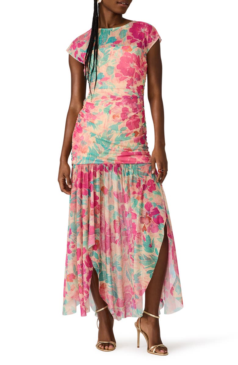 Steve Madden Agnes Floral Print Georgette Maxi Dress, Main, color, Tropical Breeze