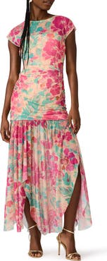 Steve Madden Agnes Floral Print Georgette Maxi Dress