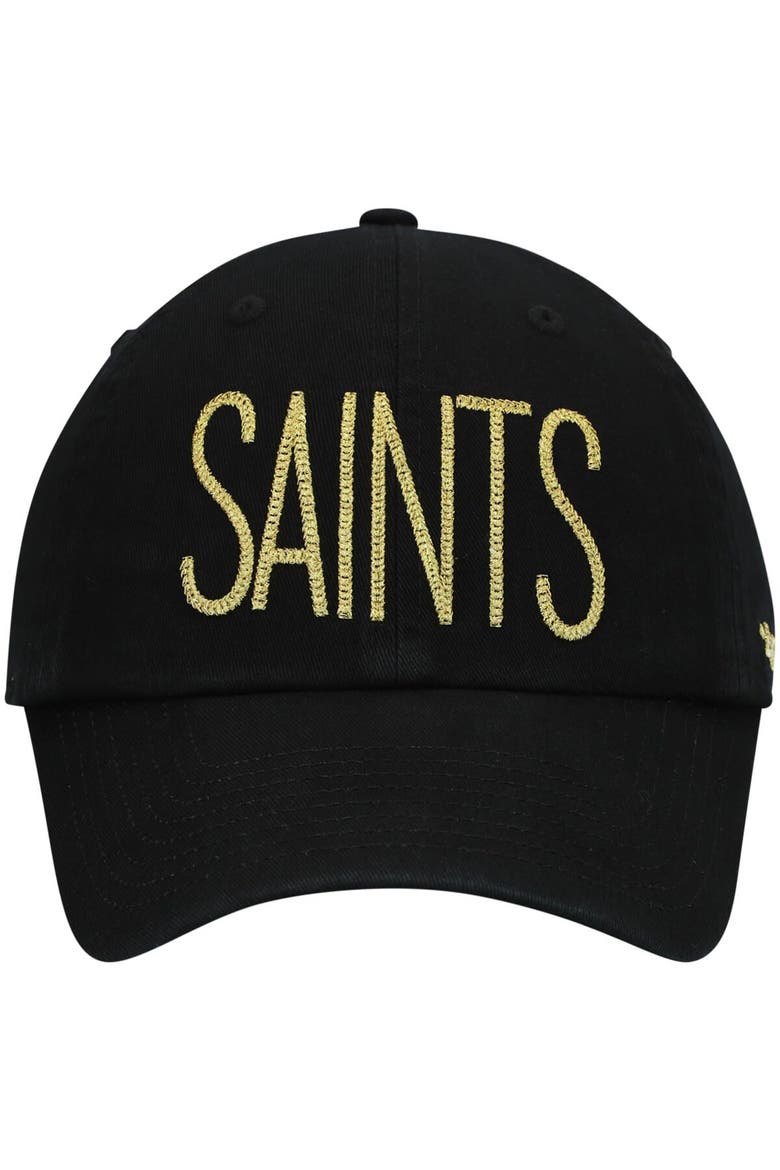 Women's '47 Black New Orleans Saints Shimmer Text Clean Up Adjustable Hat, Alternate, color, Black