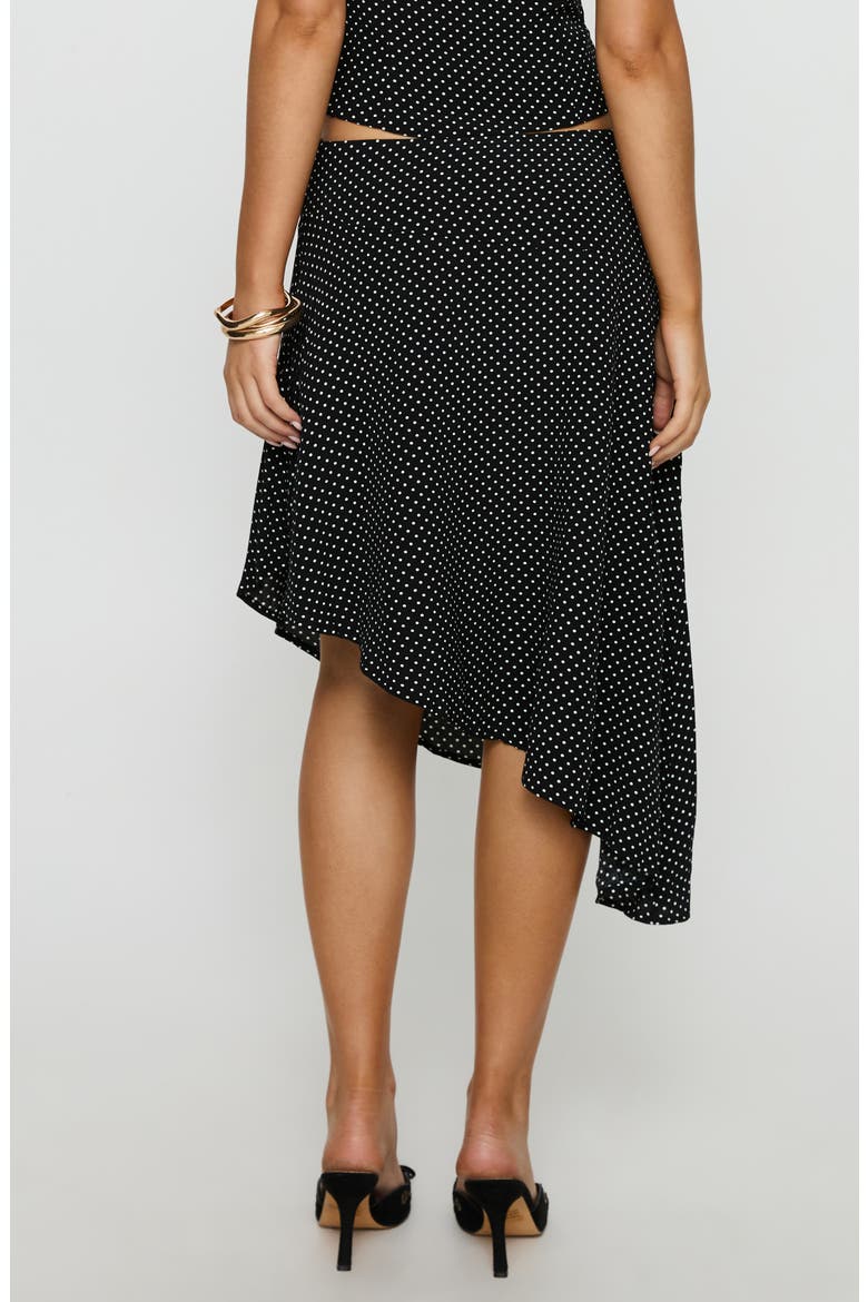 Cabernet Polka Dot Camisole & Asymmetric Skirt Set, Alternate, color, BLACK POLKA