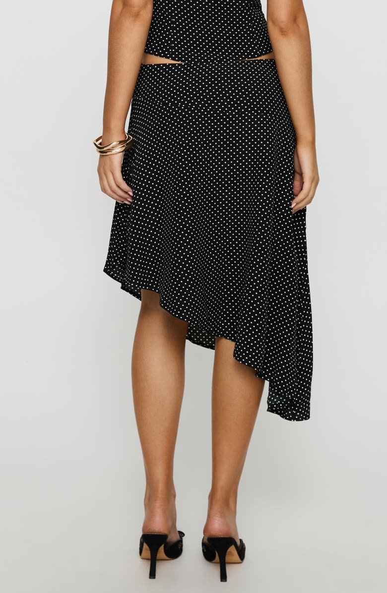 Princess Polly Cabernet Polka Dot Camisole & Asymmetric Skirt Set, Alternate, color, Black Polka