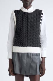 Thom Browne Aran Cable Knit Sweater Vest