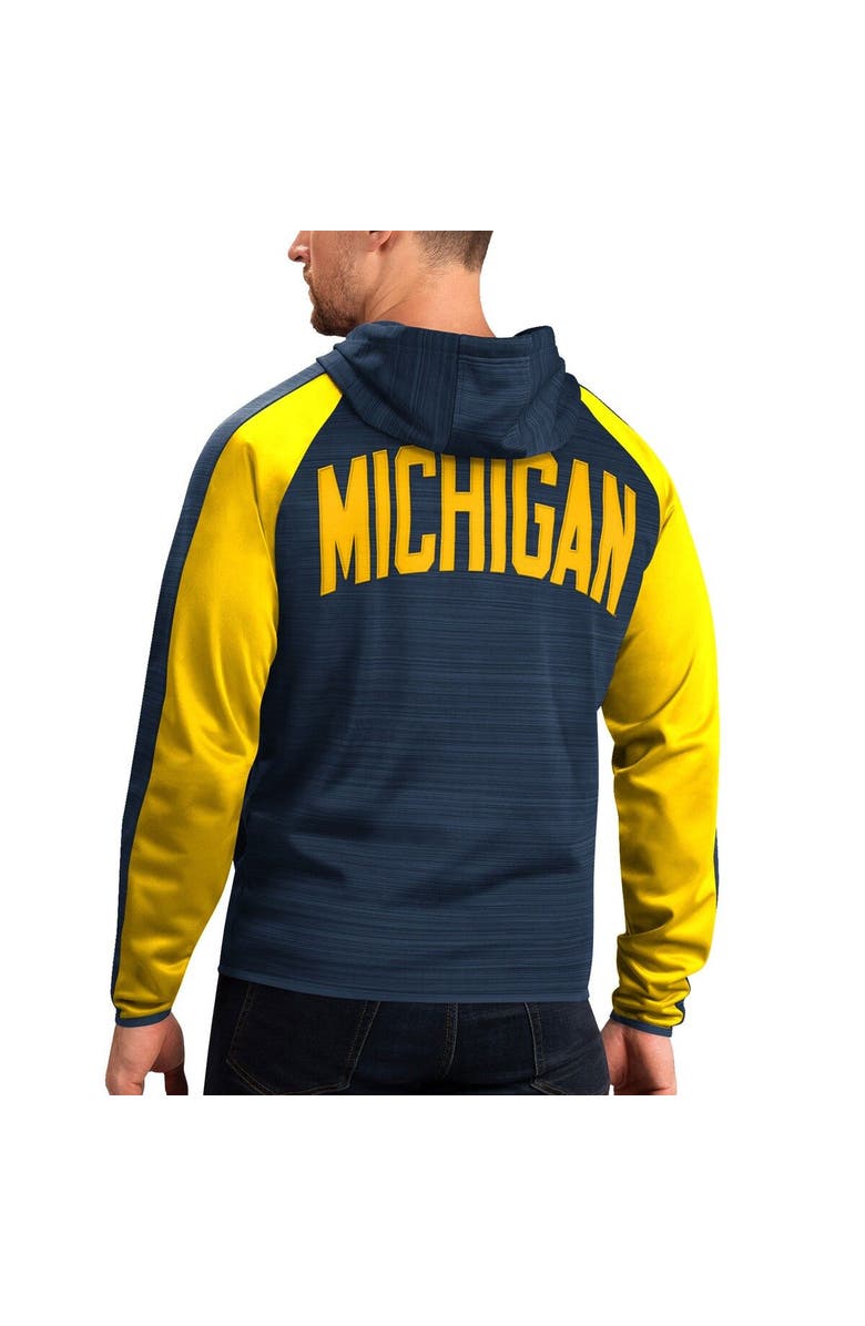 G-III SPORTS BY CARL BANKS Men's G-III Sports by Carl Banks Navy Michigan Wolverines Neutral Zone Raglan Full-Zip Track Jacket Hoodie, Alternate, color, Navy