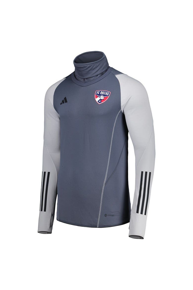Men's adidas Gray FC Dallas Warm Raglan COLD.RDY Top, Alternate, color, Gray